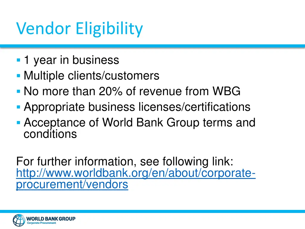 vendor eligibility