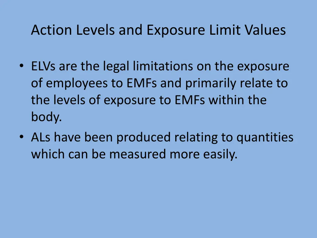 action levels and exposure limit values