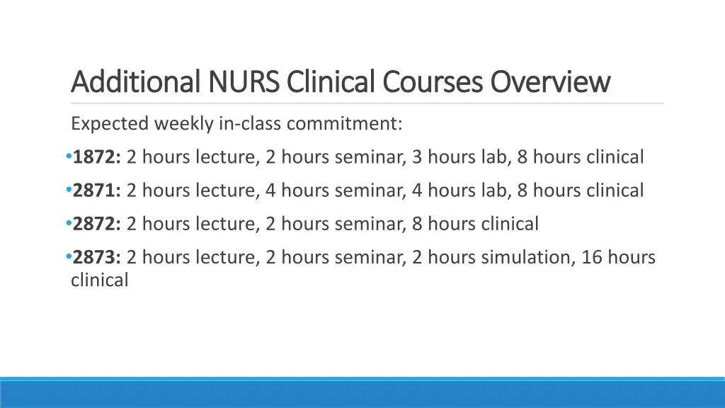 additional nurs clinical courses overview