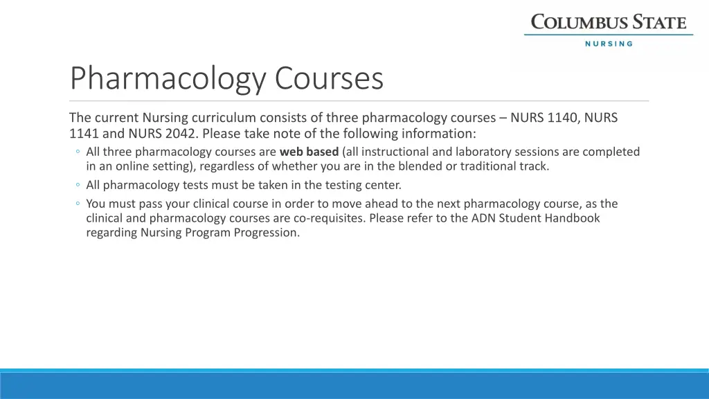 pharmacology courses