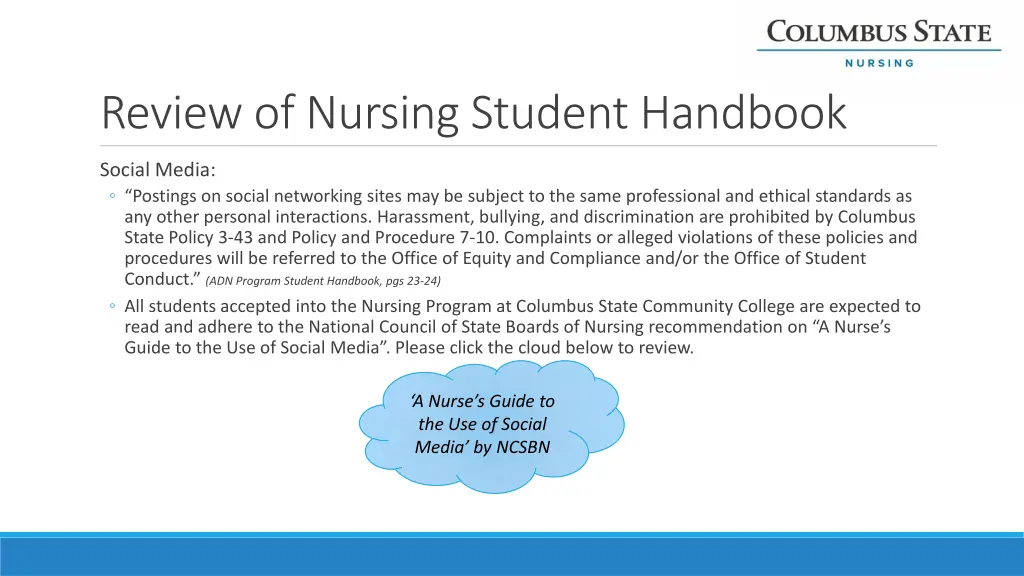 review of nursing student handbook 2