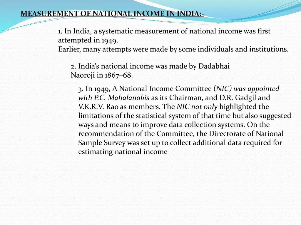 measurement of national income in india 1