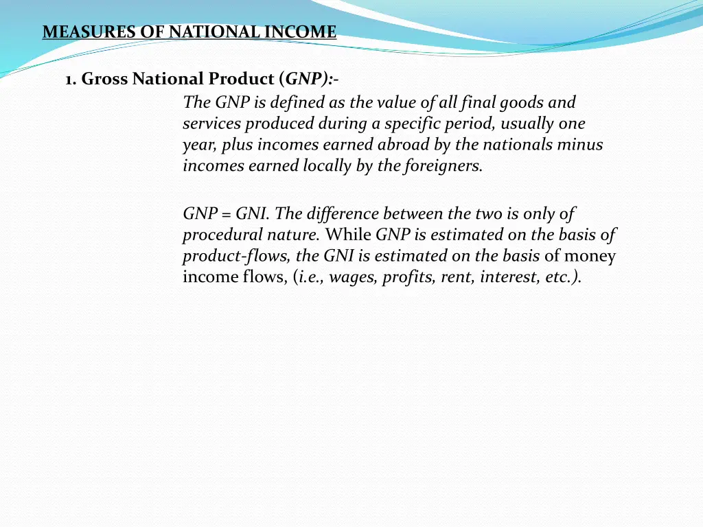 measures of national income