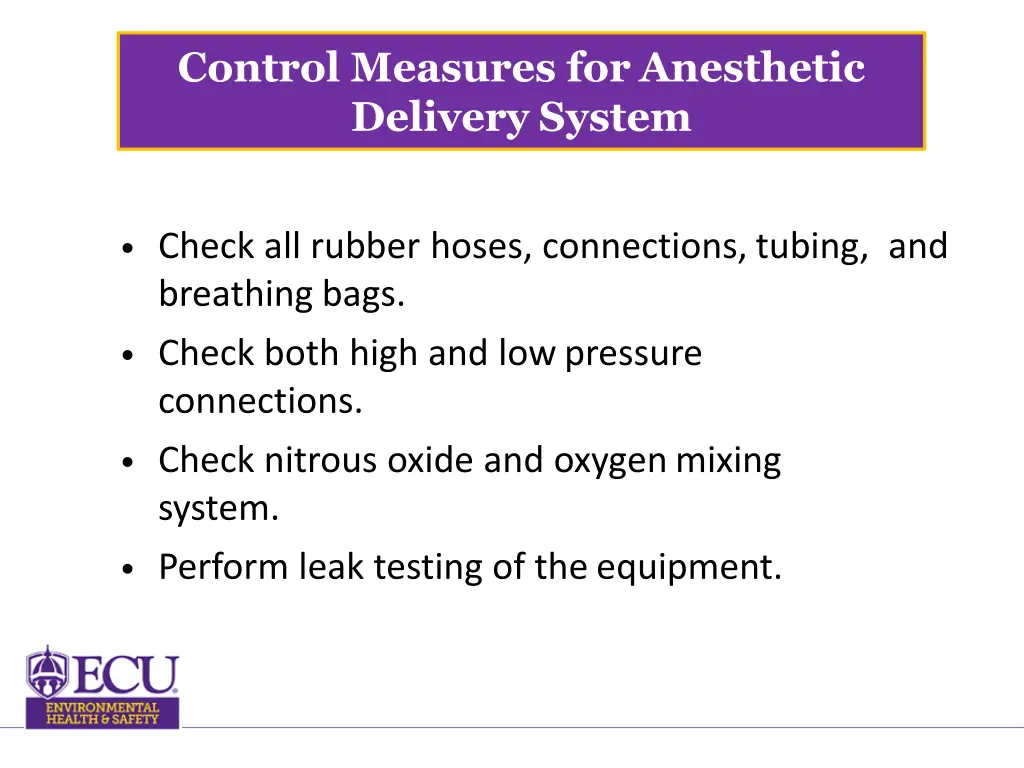 control measures for anesthetic delivery system