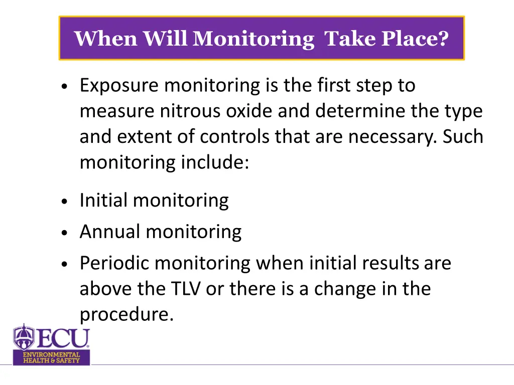 when will monitoring take place