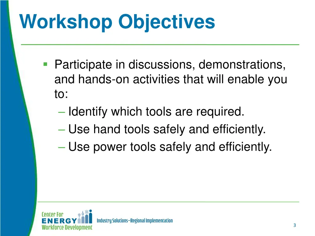 workshop objectives