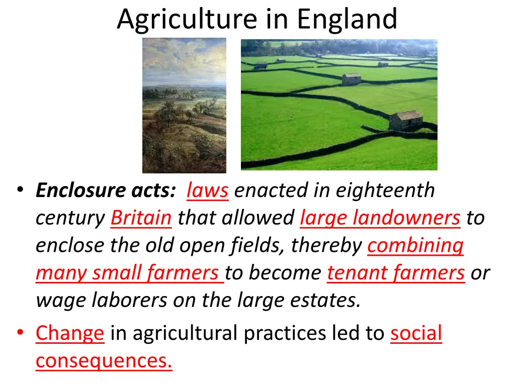 agriculture in england