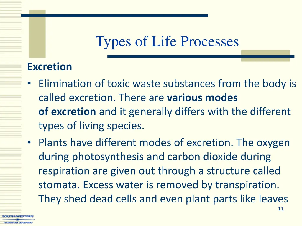 types of life processes 6