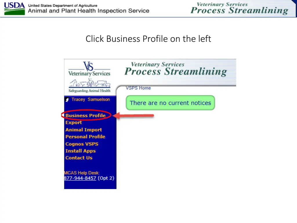 click business profile on the left