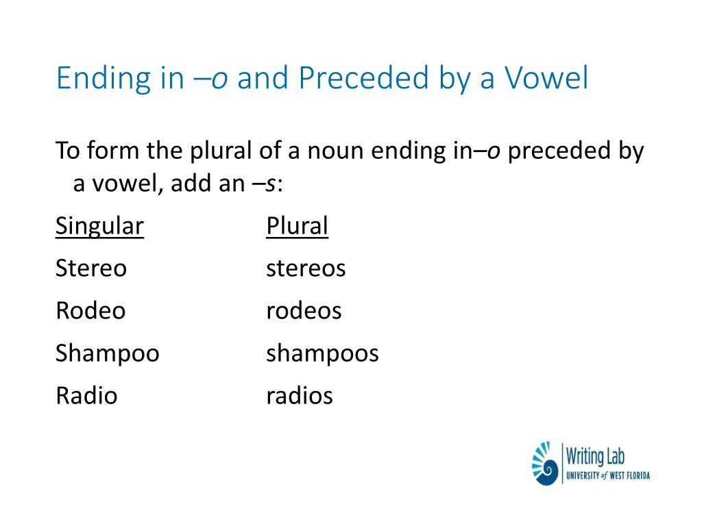 ending in o and preceded by a vowel