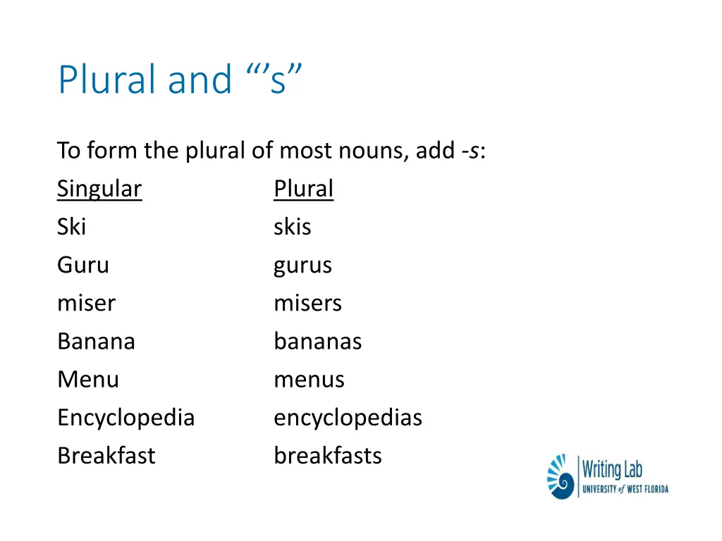 plural and s