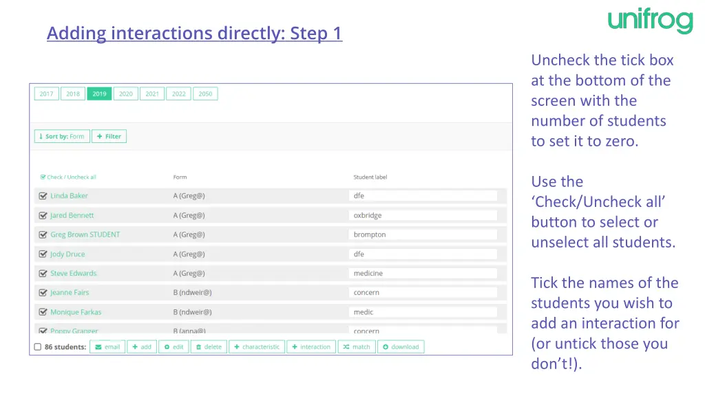 adding interactions directly step 1