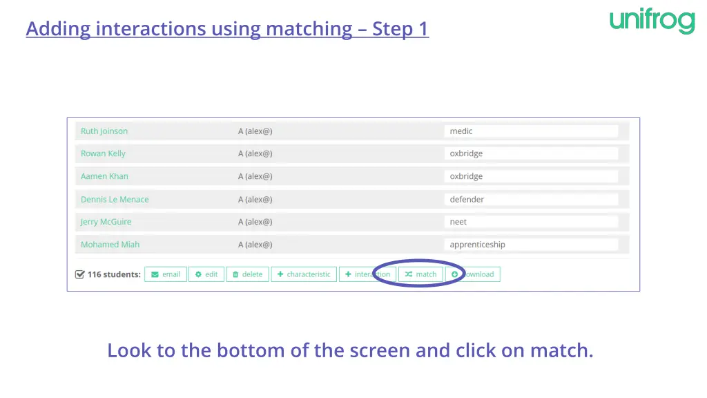 adding interactions using matching step 1