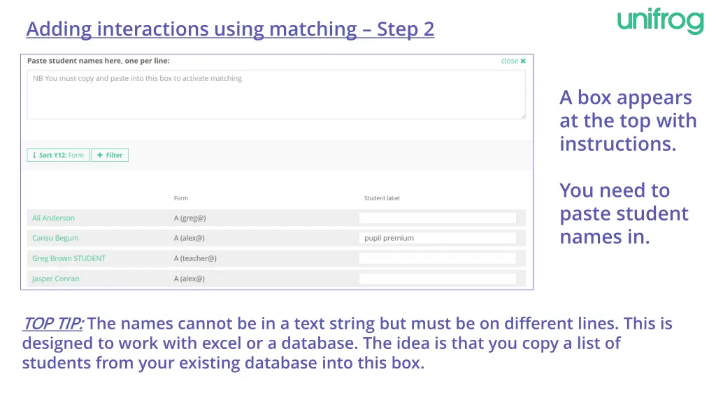 adding interactions using matching step 2