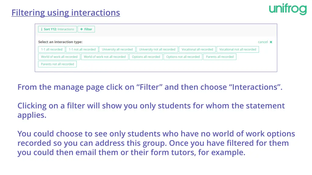 filtering using interactions