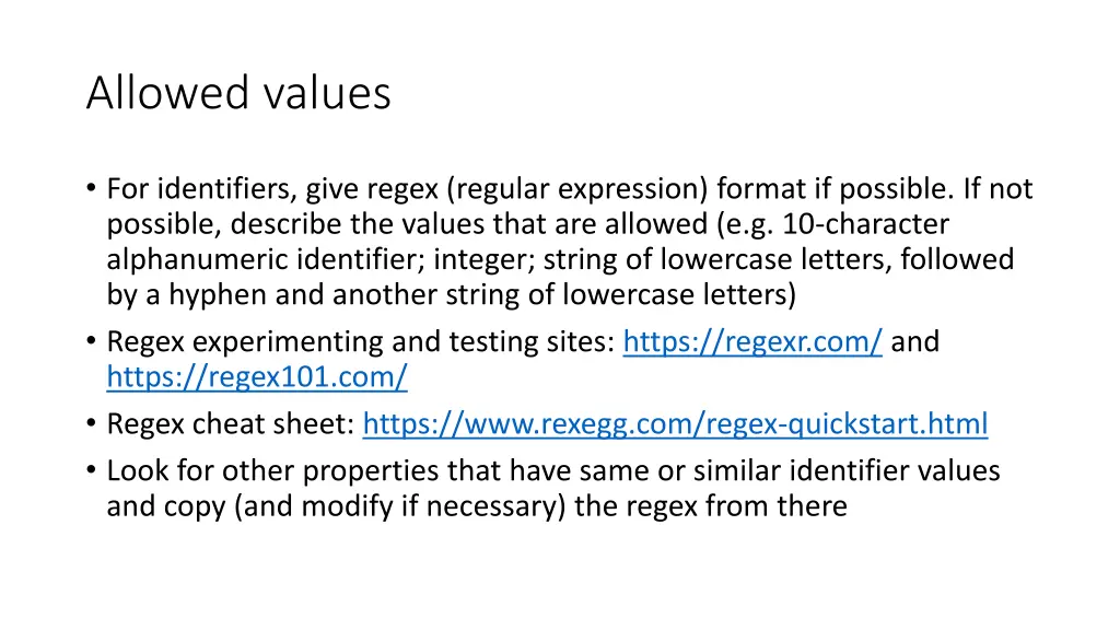 allowed values