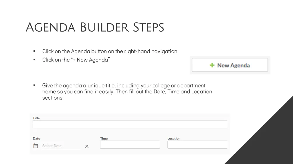 agenda builder steps agenda builder steps