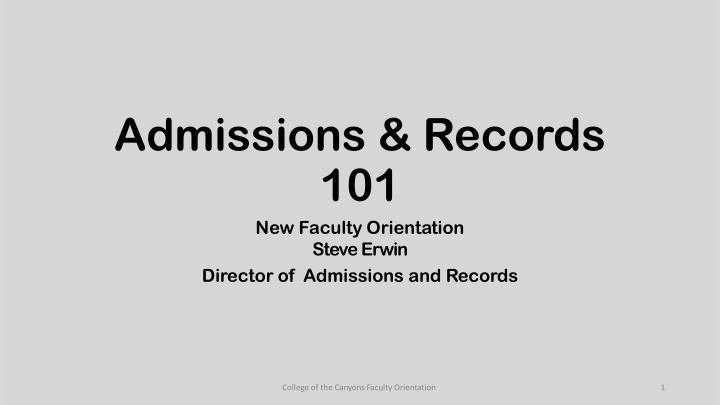 admissions records 101 new faculty orientation