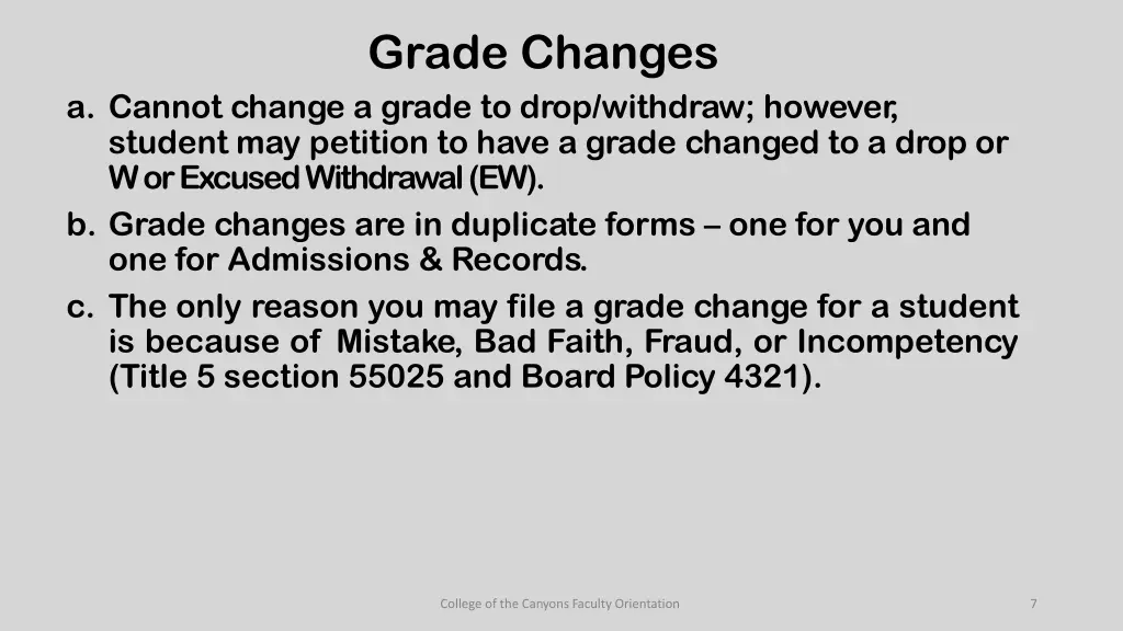 grade changes