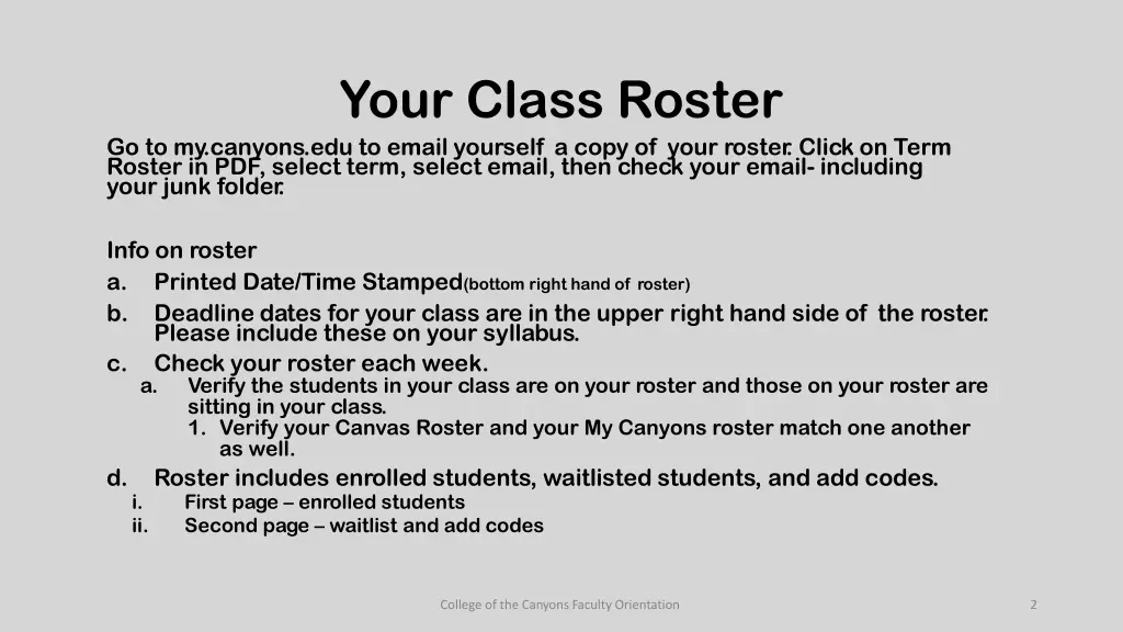 your class roster