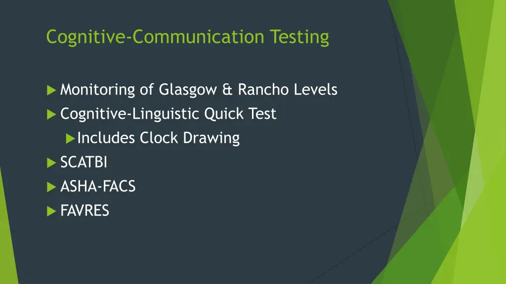 cognitive communication testing