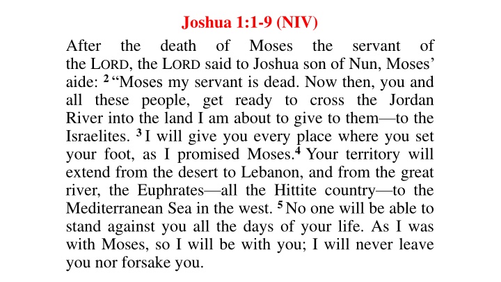 joshua 1 1 9 niv death of