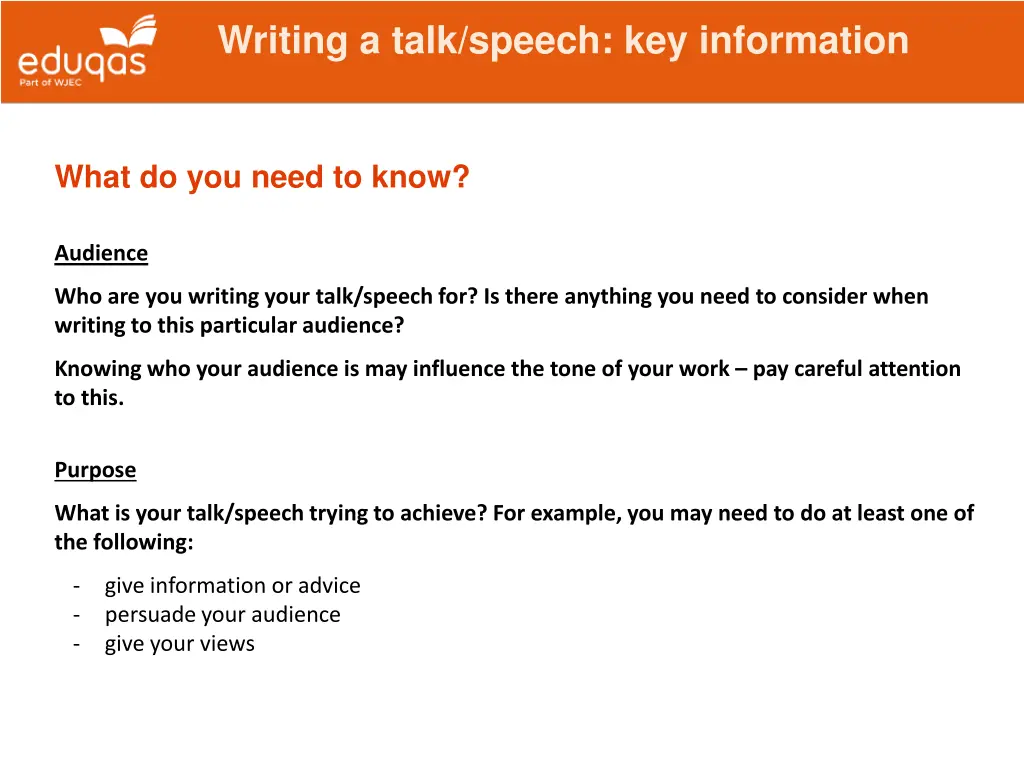 writing a talk speech key information