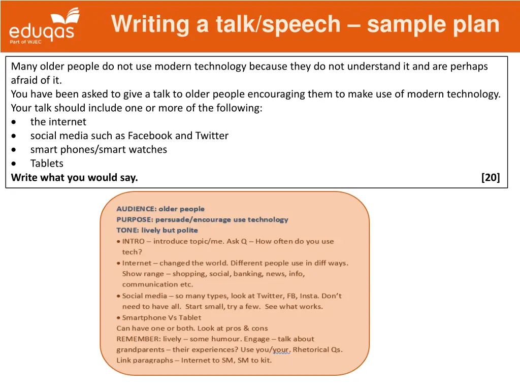 writing a talk speech sample plan 1