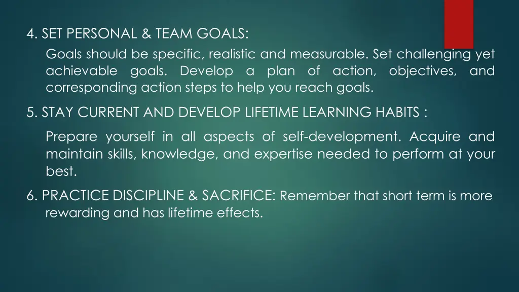 4 set personal team goals goals should