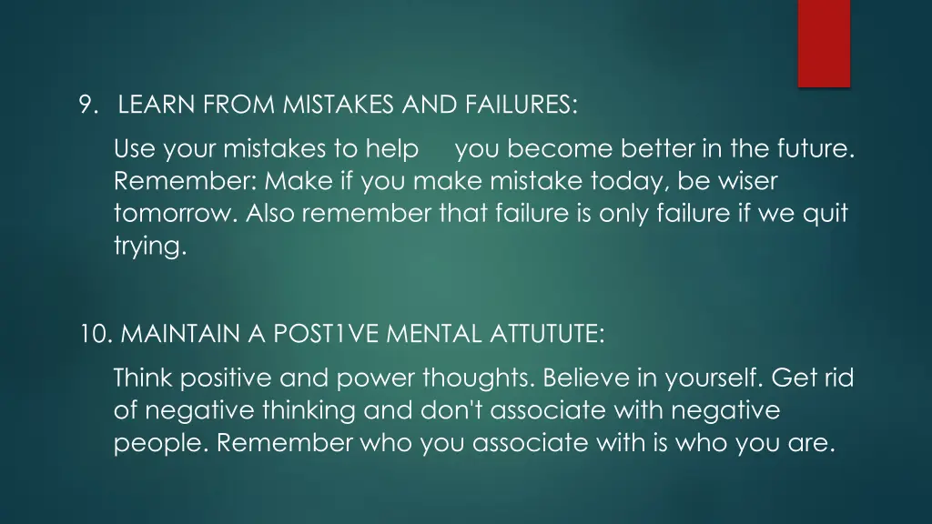 9 learn from mistakes and failures