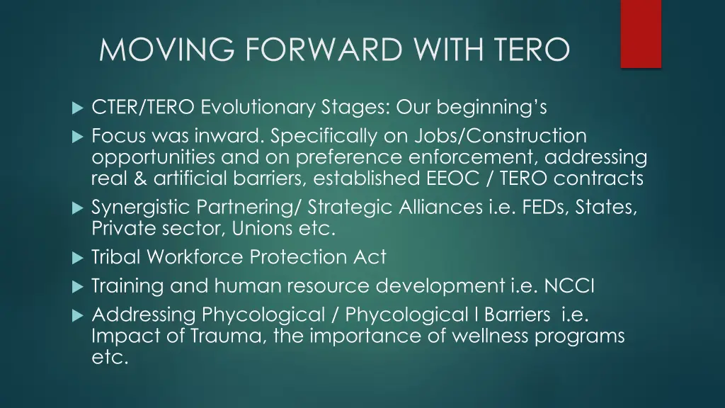 moving forward with tero 3