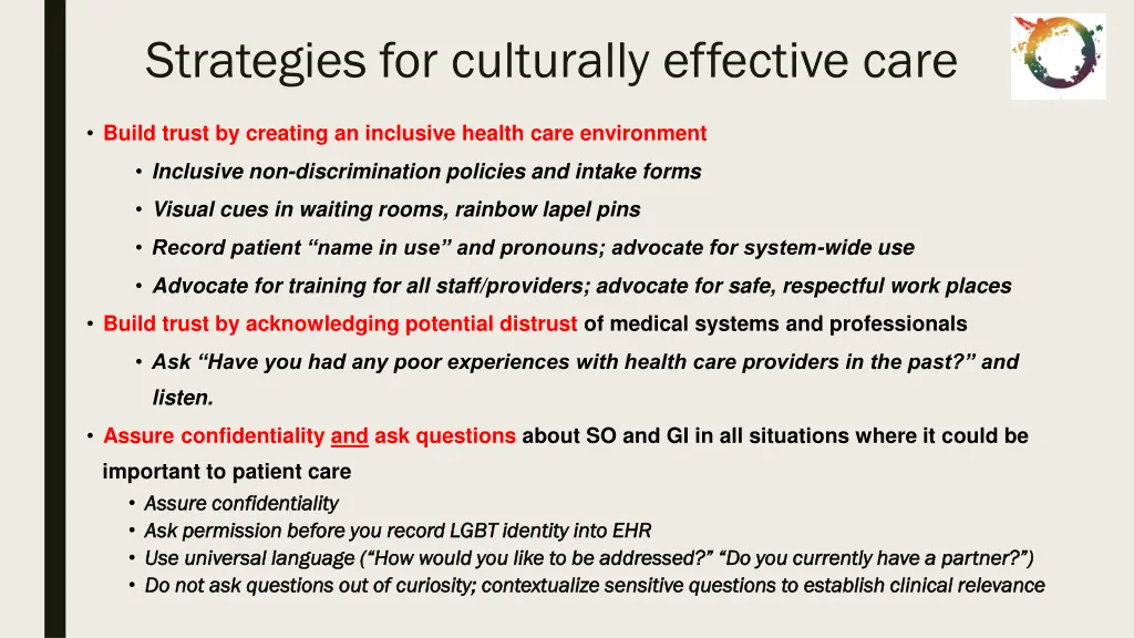 strategies for culturally effective care