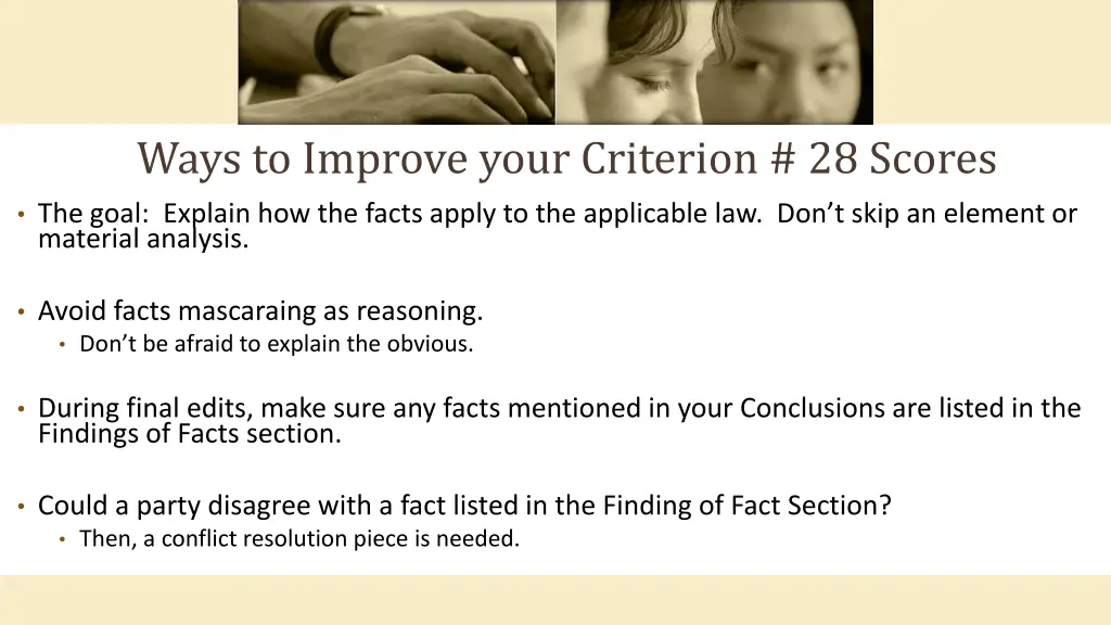 ways to improve your criterion 28 scores