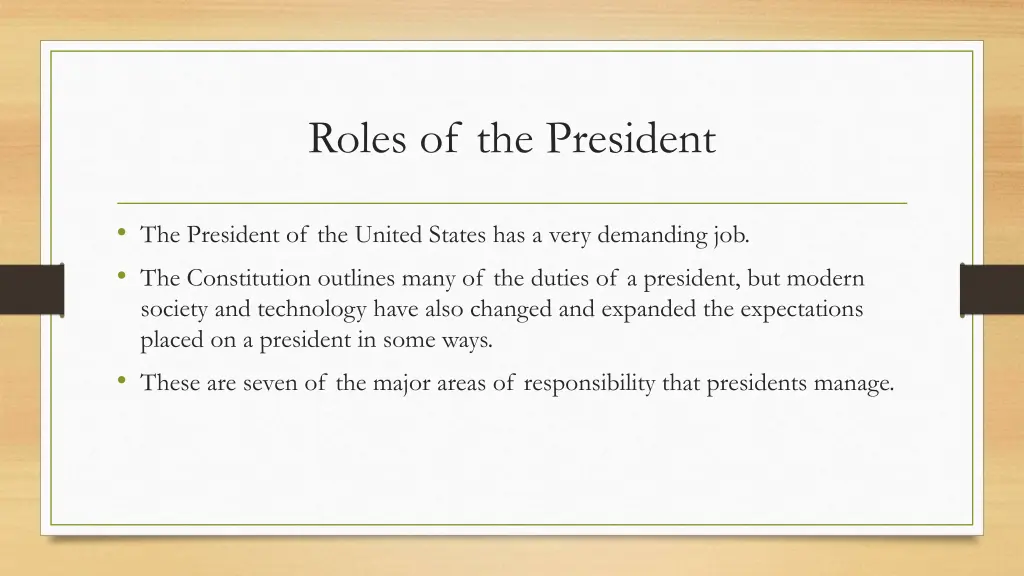 roles of the president 1