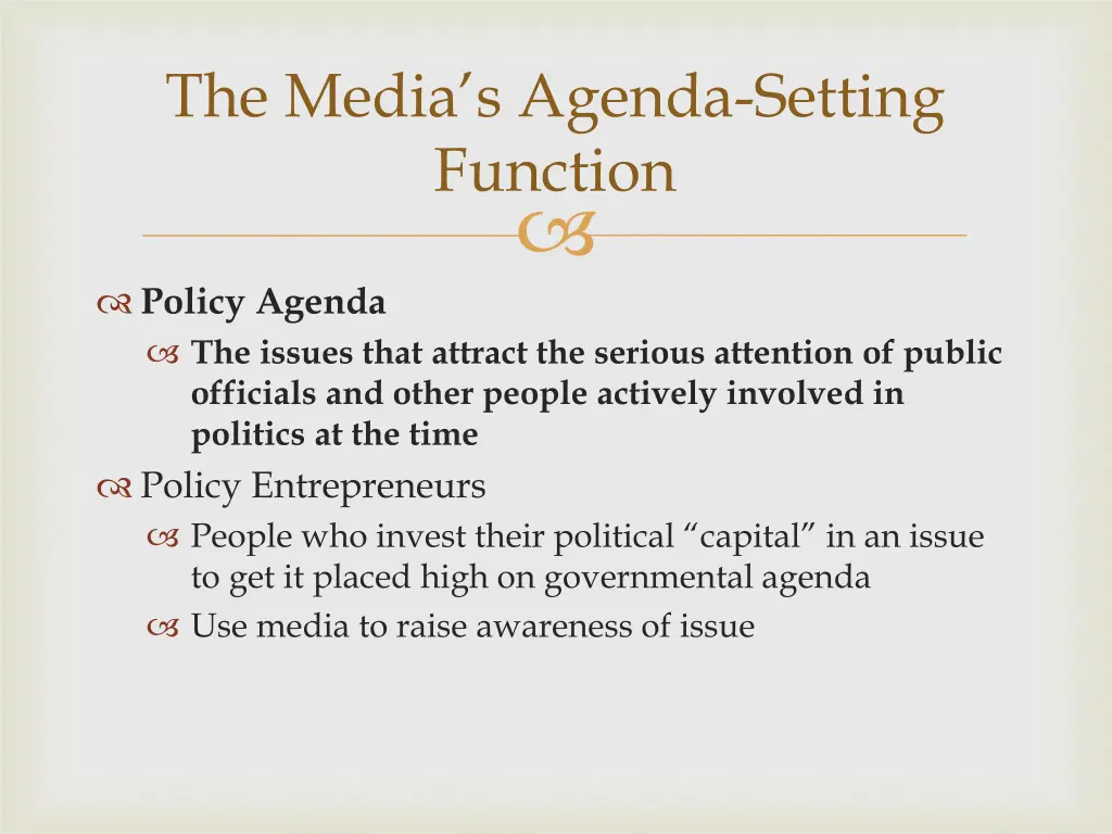 the media s agenda setting function