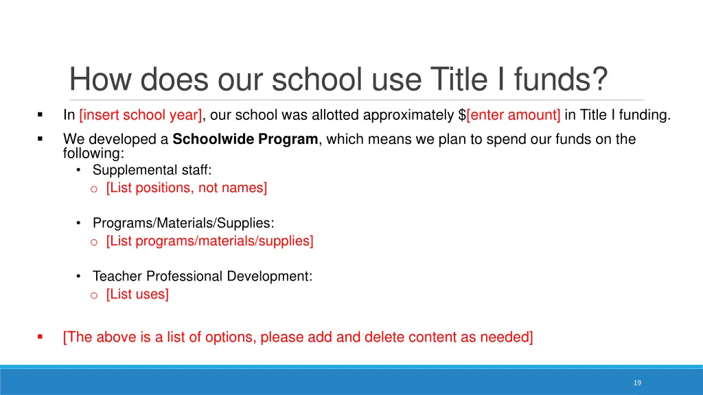 how does our school use title i funds