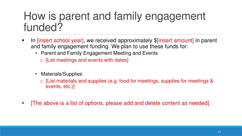 how is parent and family engagement funded 1