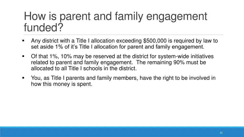 how is parent and family engagement funded