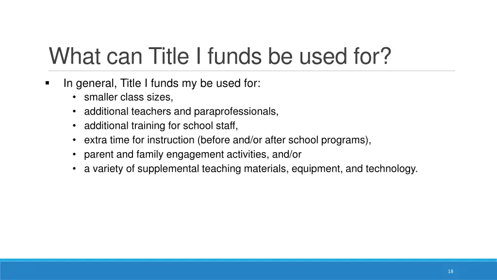 what can title i funds be used for