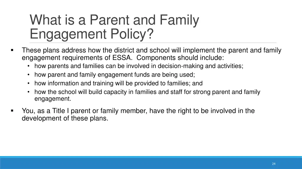 what is a parent and family engagement policy