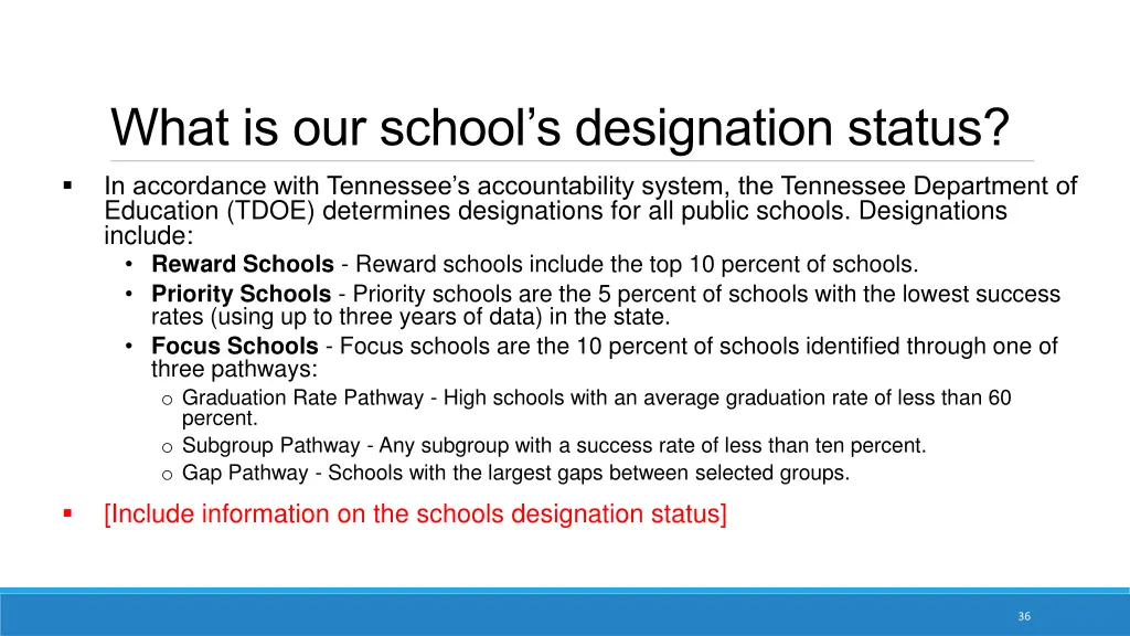 what is our school s designation status