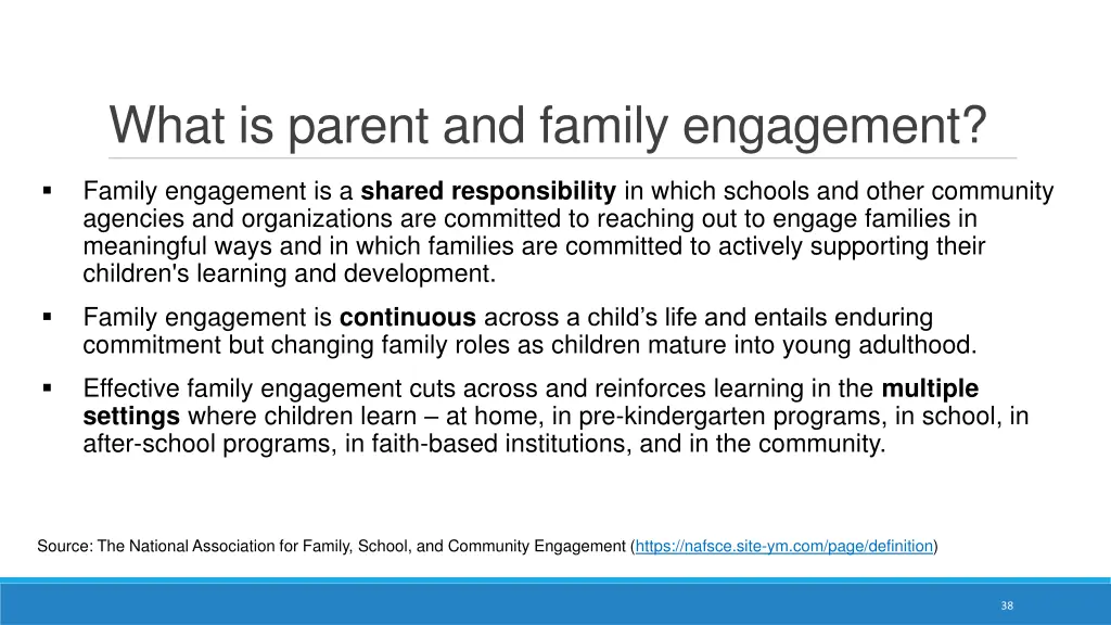 what is parent and family engagement