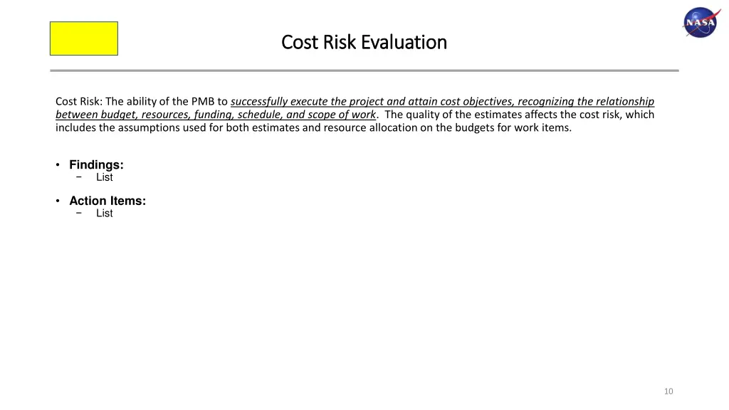 cost risk evaluation cost risk evaluation