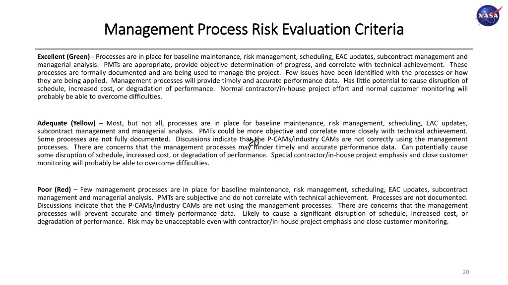 management process risk evaluation criteria