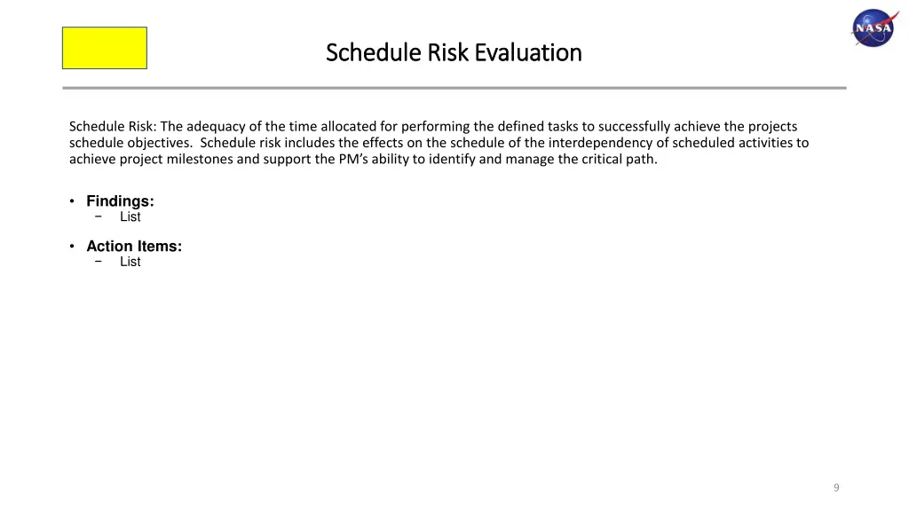 schedule risk evaluation schedule risk evaluation