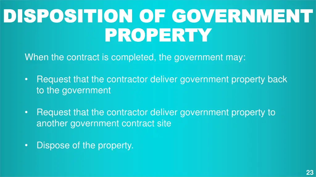 disposition of government disposition