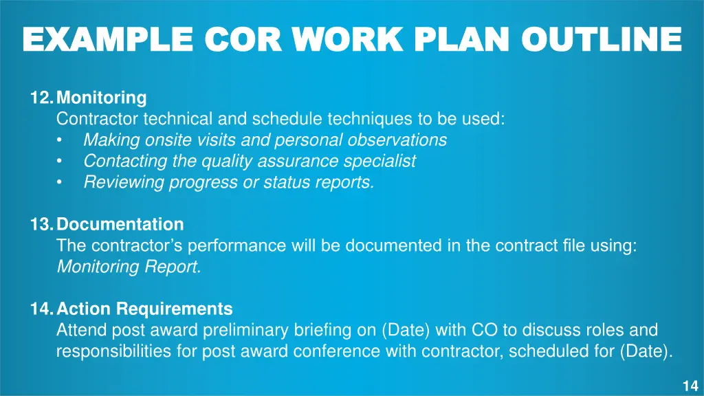 example cor work plan outline example cor work 4