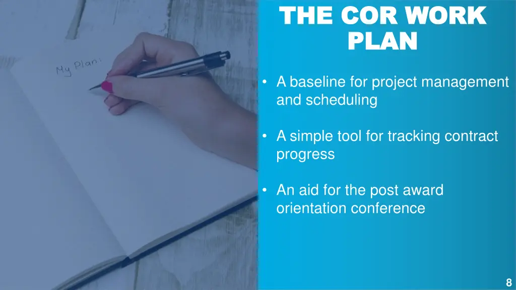 the cor work the cor work plan plan