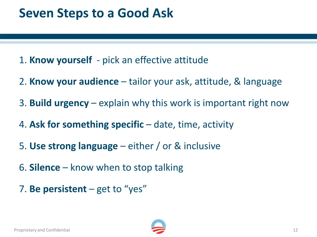 seven steps to a good ask