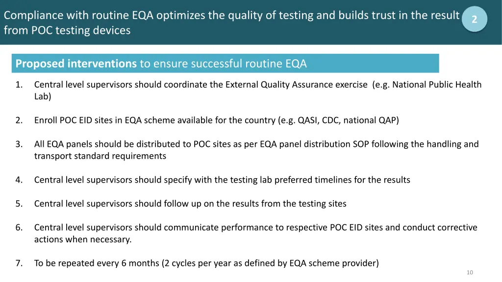 compliance with routine eqa optimizes the quality